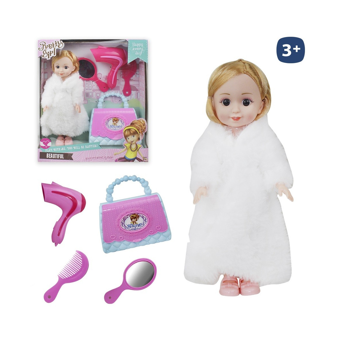 Bambola cappotto invernale con accessori 26 cm
