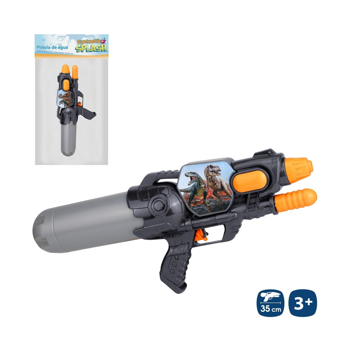 Pistola ad acqua dinosauri con accenditore 35 50 cm