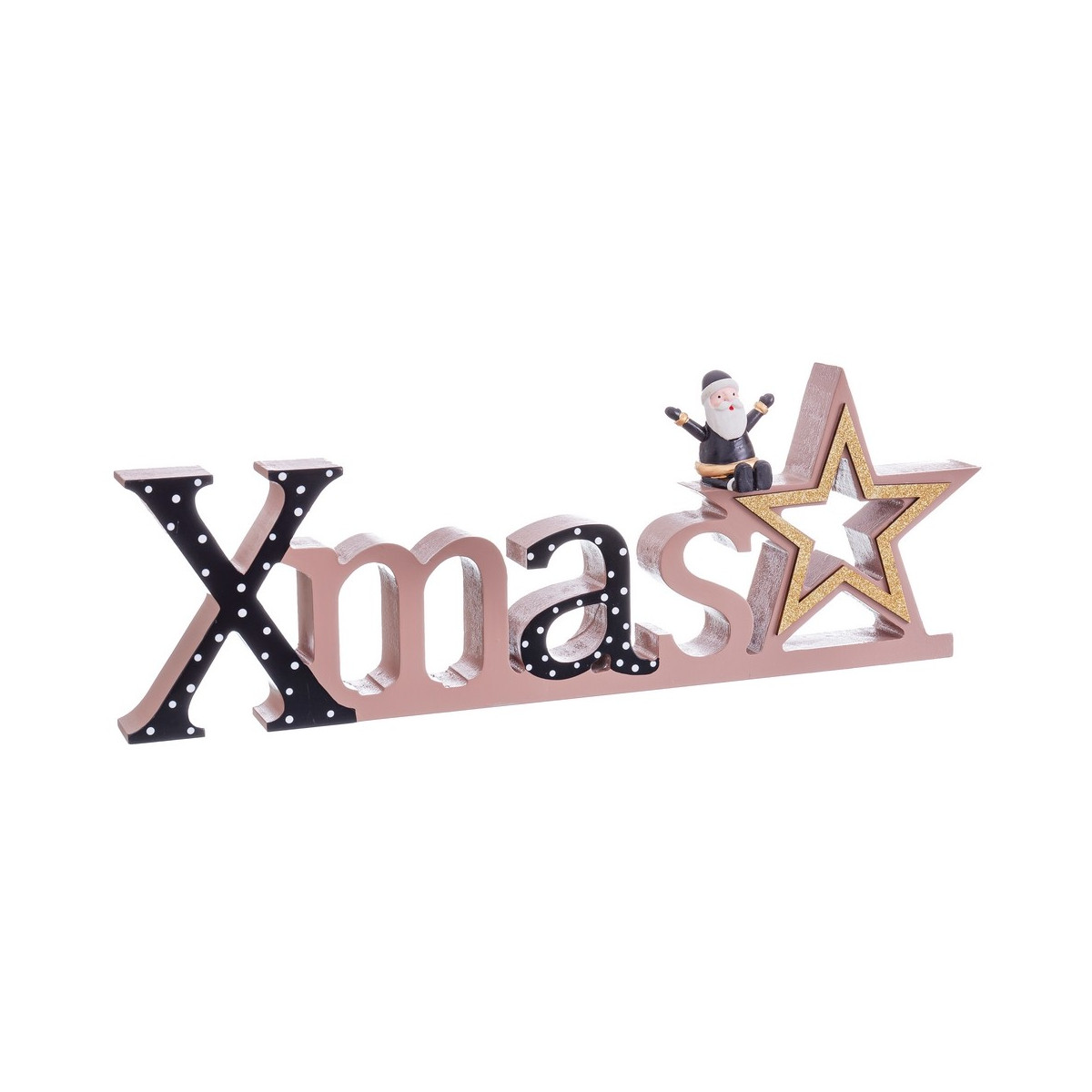 Base natalizia Babbo Natale legno 40 x 4,50 x 13,50 cm
