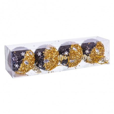 S 4 palline bits foam nero oro 7 x 7 x 7 cm