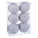 S 6 palline fili schiuma argento 6 x 6 x 6 cm