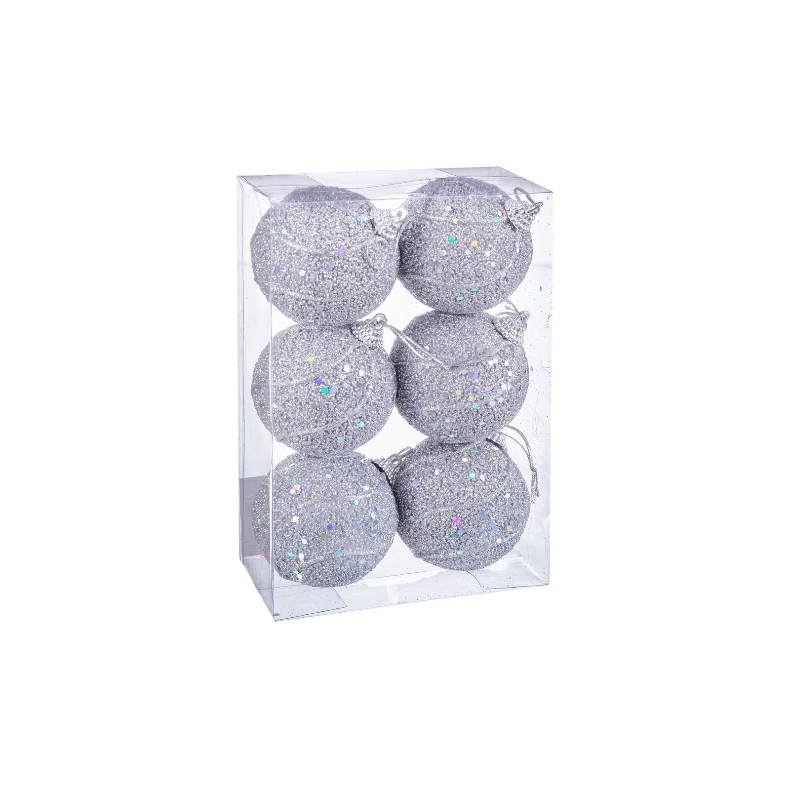 S 6 palline fili schiuma argento 6 x 6 x 6 cm