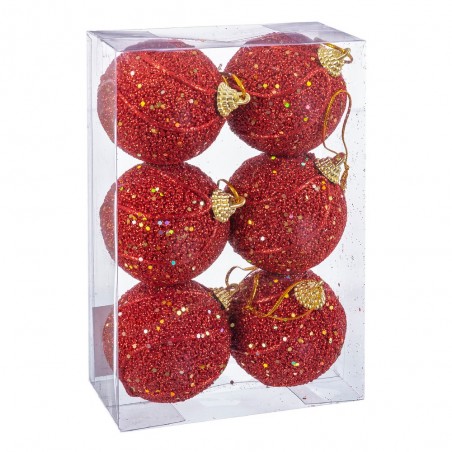 S 6 palline filamenti foam rosso 6 x 6 x 6 cm