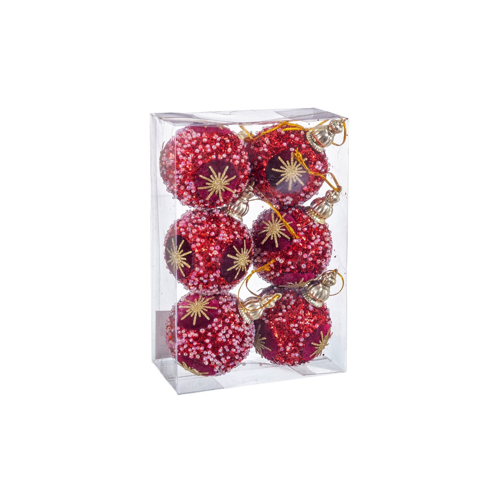 S 6 palline stella foam rosso 6 x 6 x 6 cm