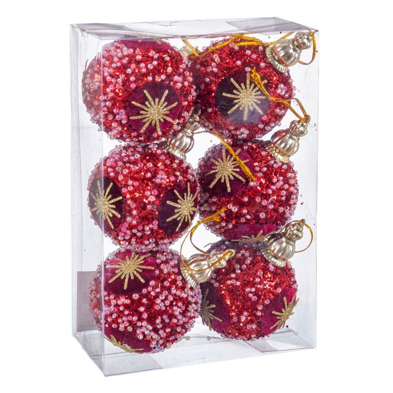 S 6 palline stella foam rosso 6 x 6 x 6 cm