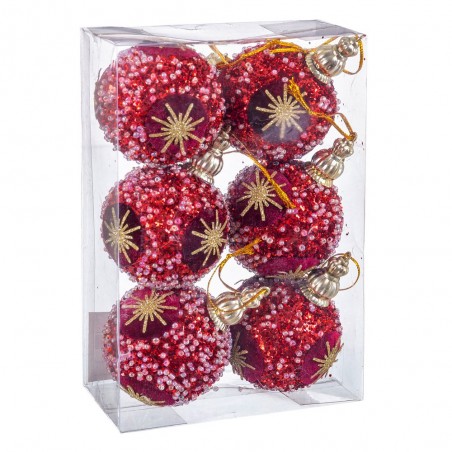 S 6 palline stella foam rosso 6 x 6 x 6 cm