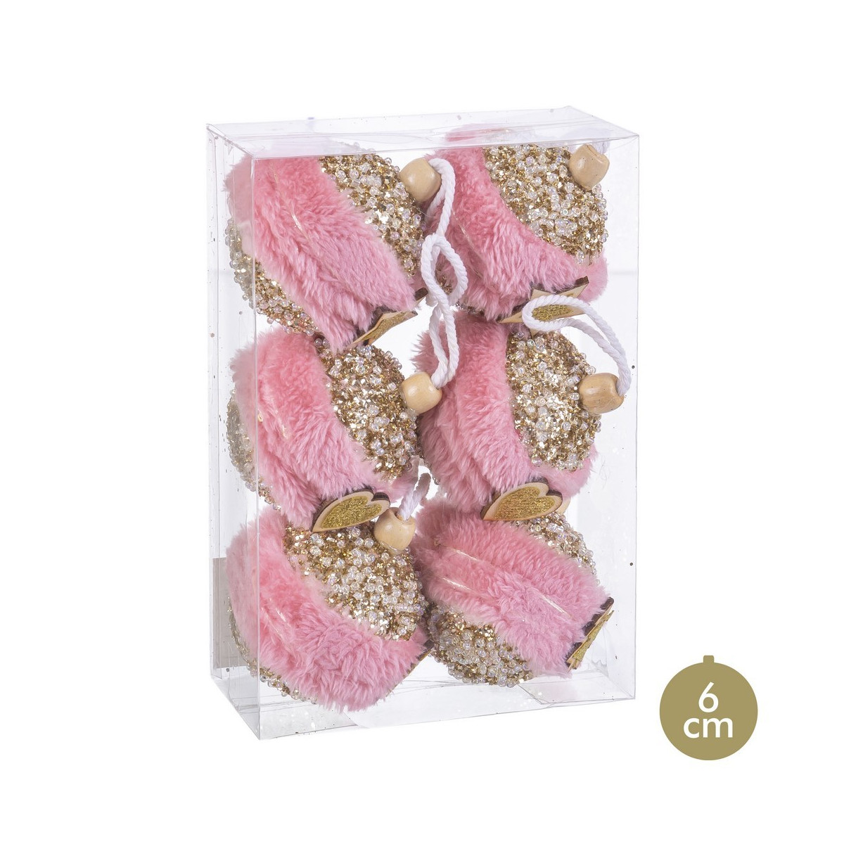 S 6 palline in foam oro rosa 6 x 6 x 6 cm