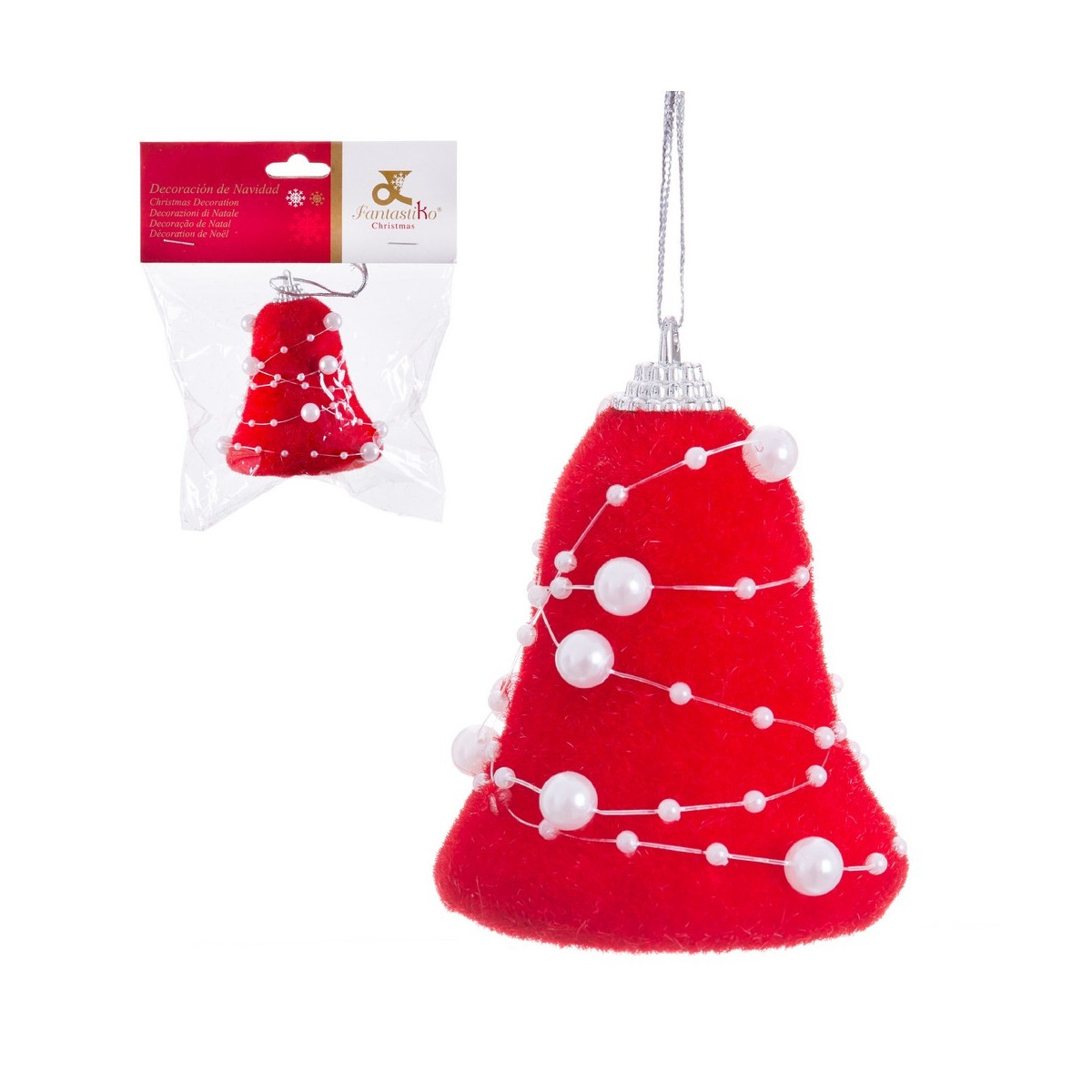 Pendente campana in gommapiuma rossa perle 6.50 cm