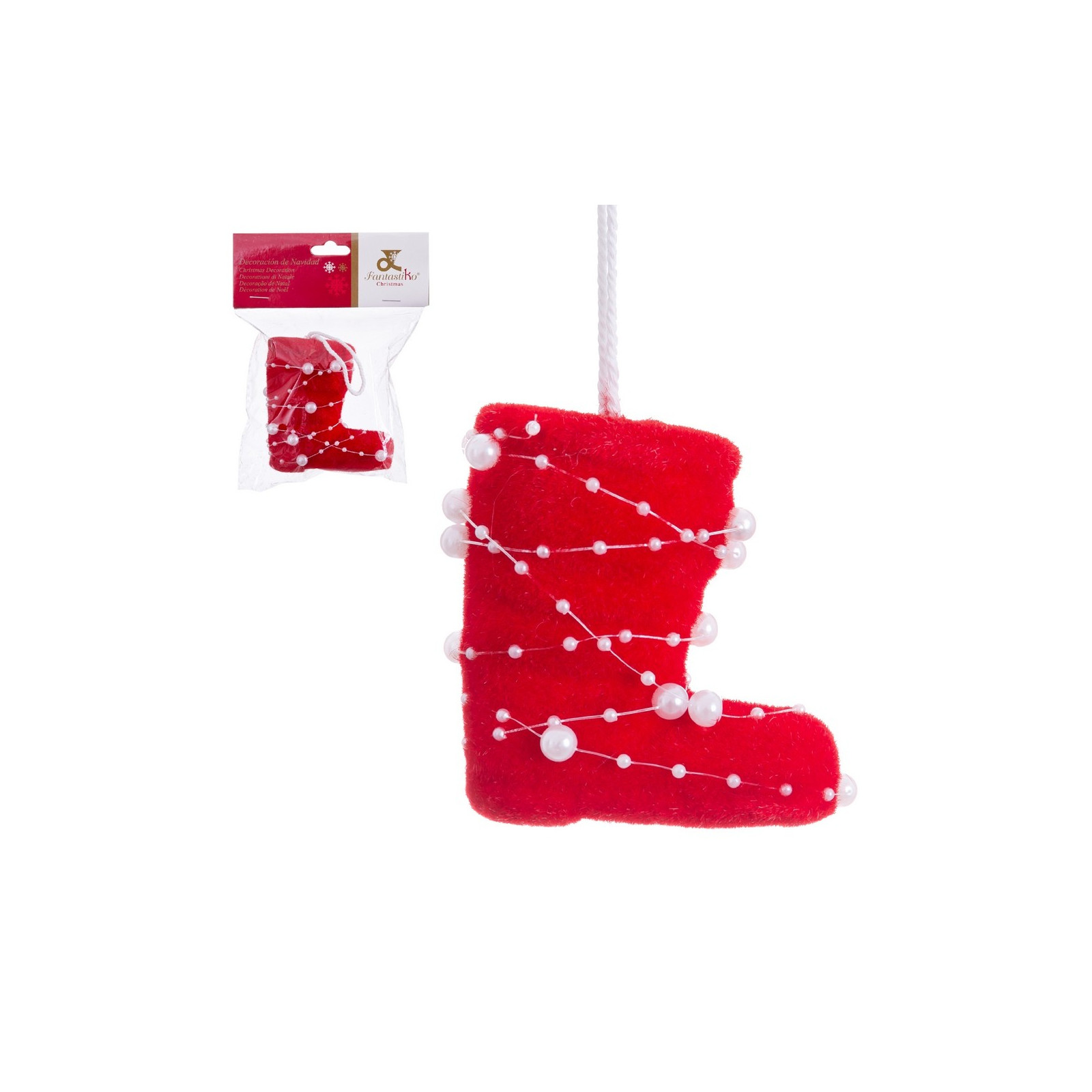 Ciondolo stivale in foam rosso perle 9 cm