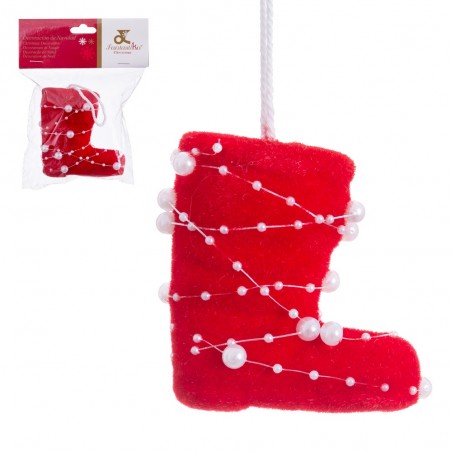 Ciondolo stivale in foam rosso perle 9 cm