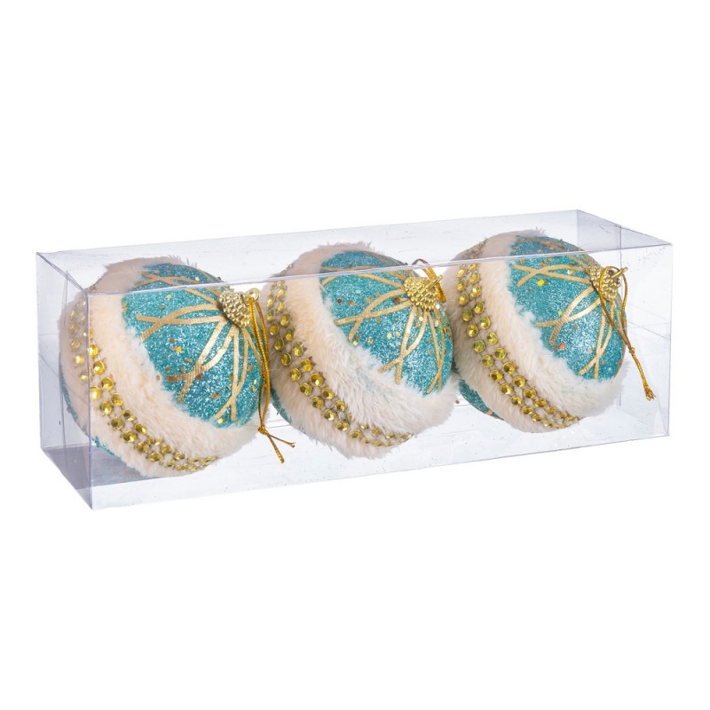 S 3 palline in schiuma turchese oro 8 x 8 x 8 cm