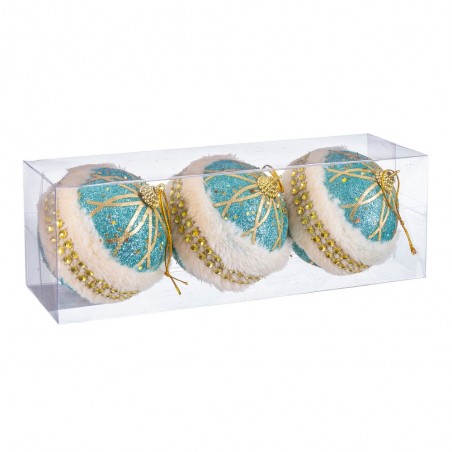 S 3 palline in schiuma turchese oro 8 x 8 x 8 cm