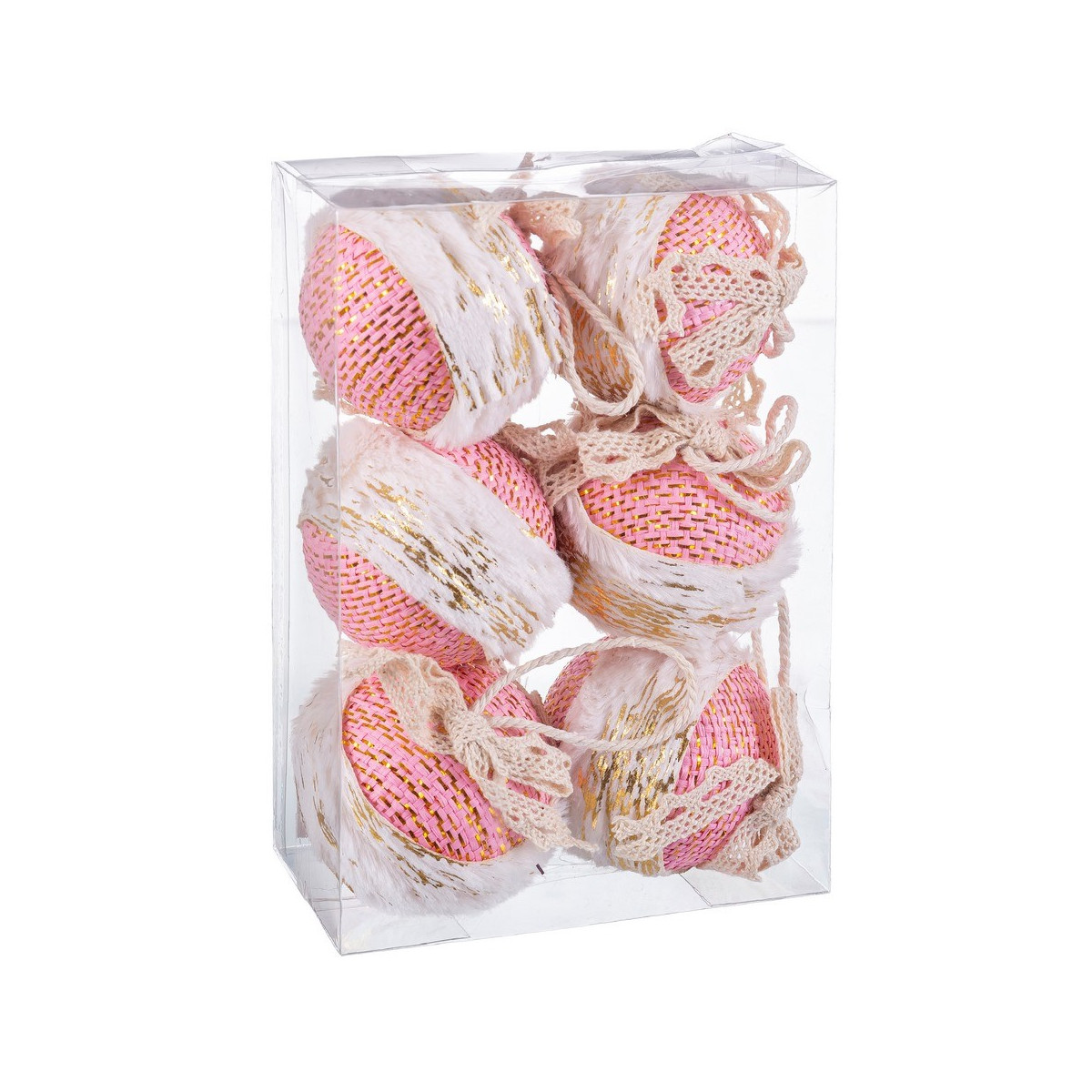 S 6 palline bordura foam rosa 6 x 6 x 6 cm