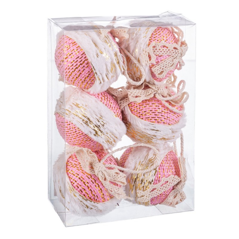 S 6 palline bordura foam rosa 6 x 6 x 6 cm