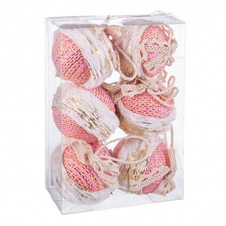 S 6 palline bordura foam rosa 6 x 6 x 6 cm