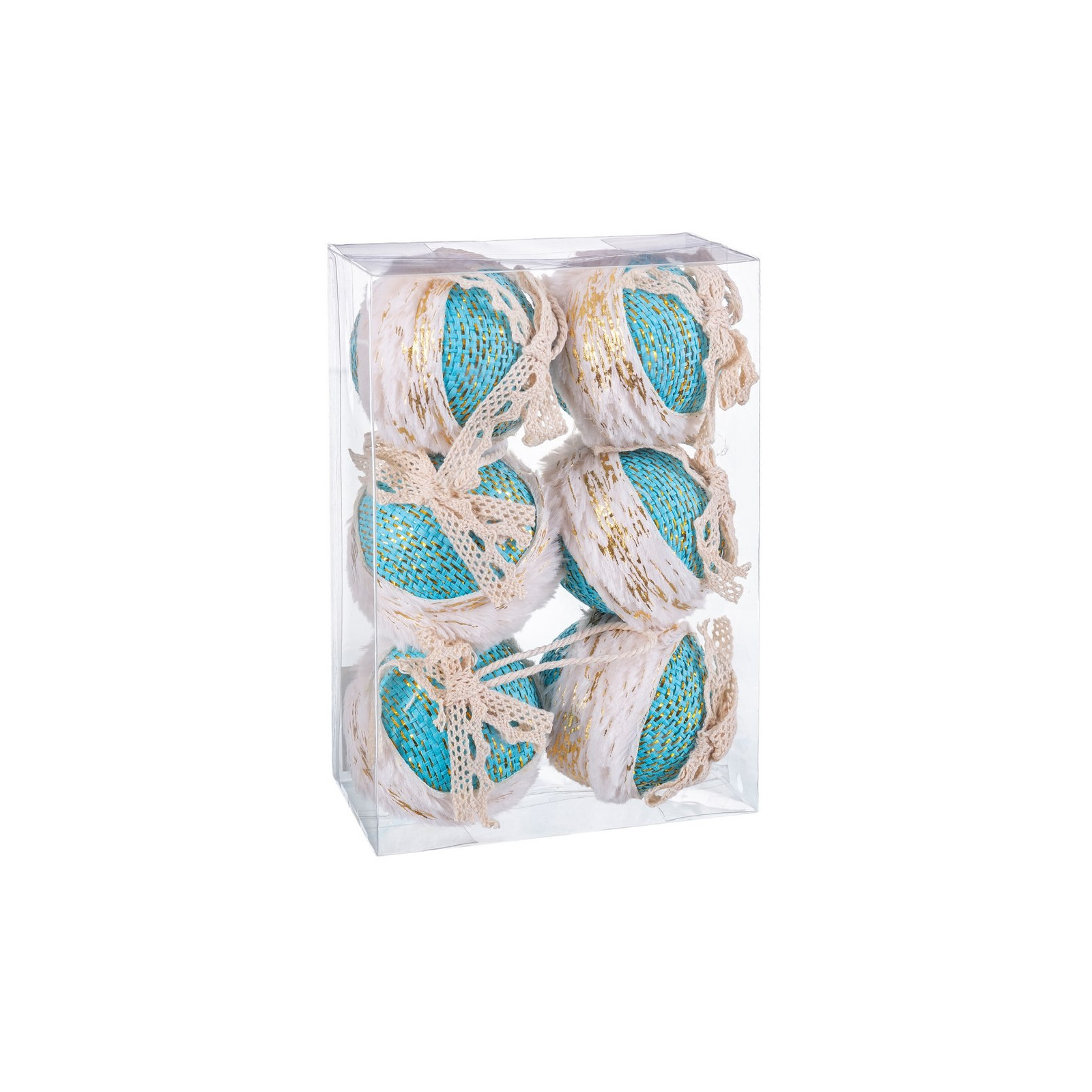 S 6 palline cornice in schiuma turchese 6 x 6 x 6 cm