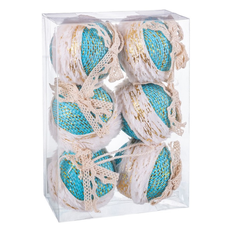 S 6 palline cornice in schiuma turchese 6 x 6 x 6 cm