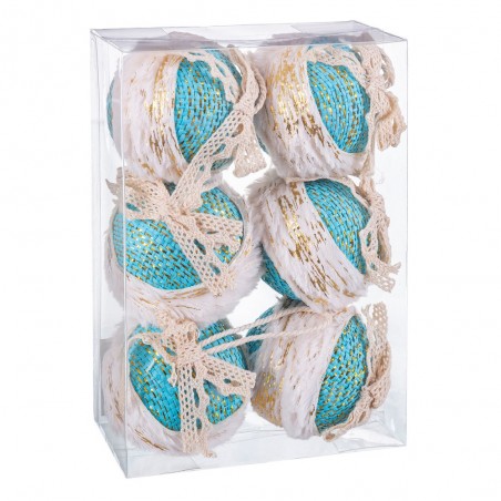 S 6 palline cornice in schiuma turchese 6 x 6 x 6 cm