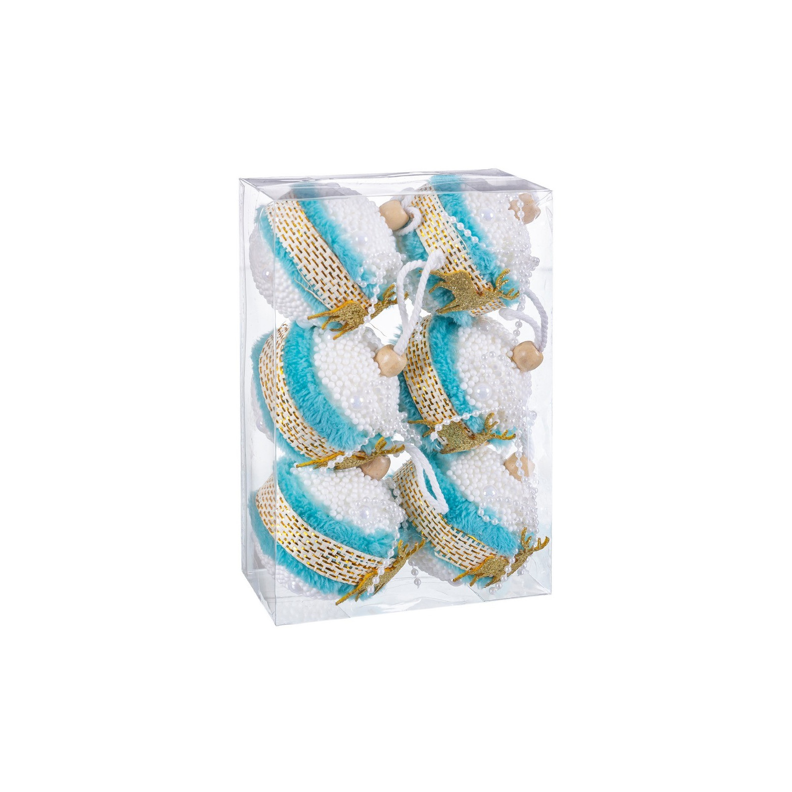 S 6 palline cervo in schiuma turchese 6 x 6 x 6 cm