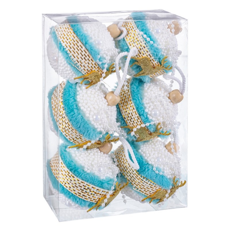 S 6 palline cervo in schiuma turchese 6 x 6 x 6 cm