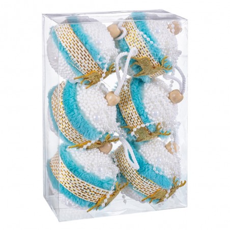S 6 palline cervo in schiuma turchese 6 x 6 x 6 cm