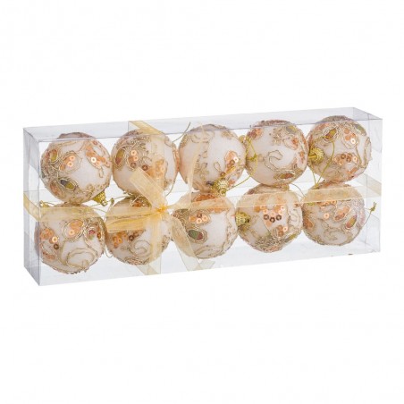 S 10 palline ricamate in gommapiuma bianco oro 6 x 6 x 6 cm