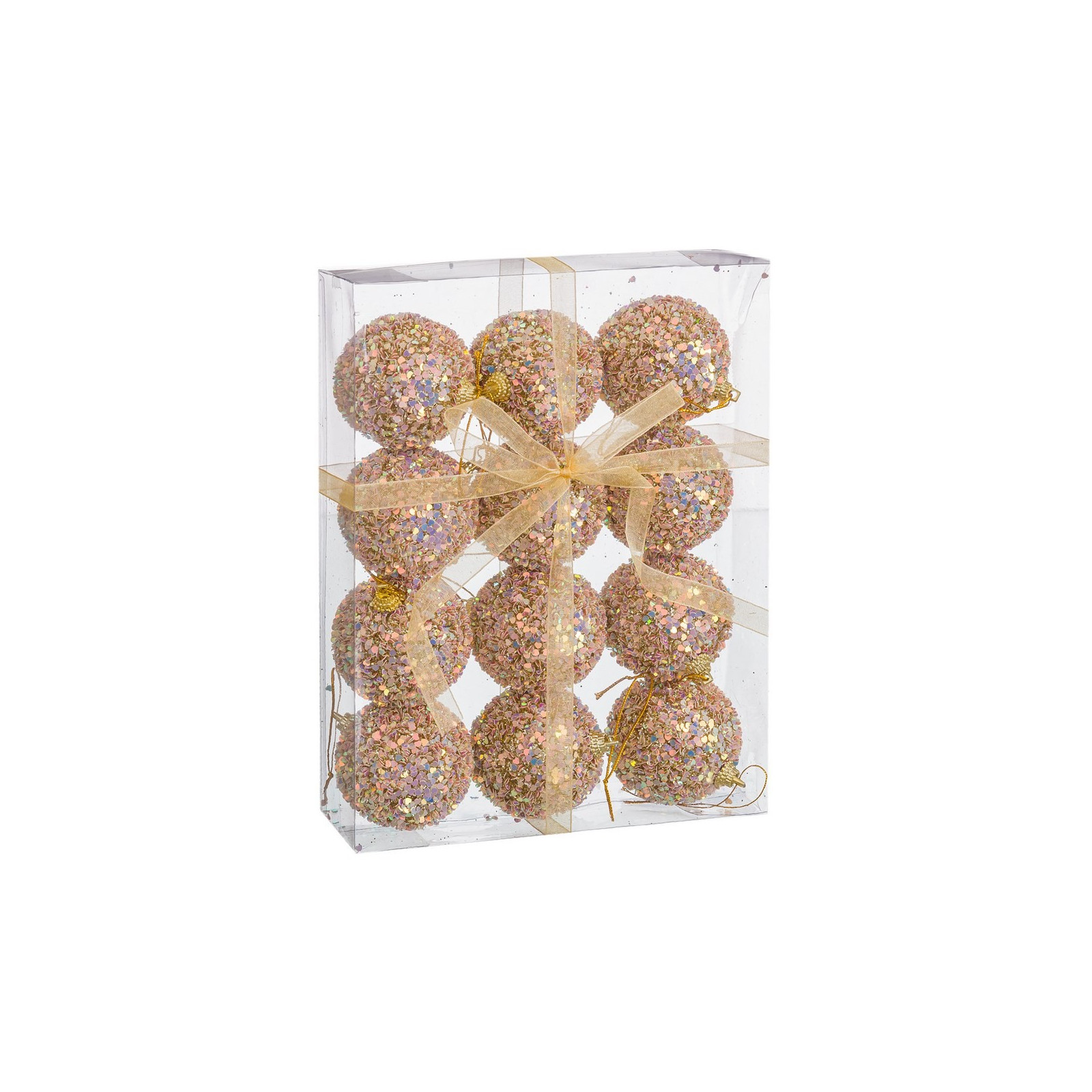 S 12 palline di schiuma glitter champagne 6 x 6 x 6 cm