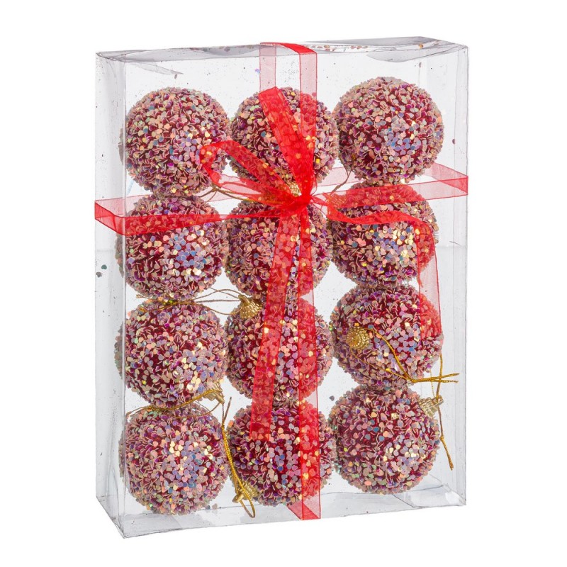 S 12 palline di schiuma glitter rosse 6 x 6 x 6 cm