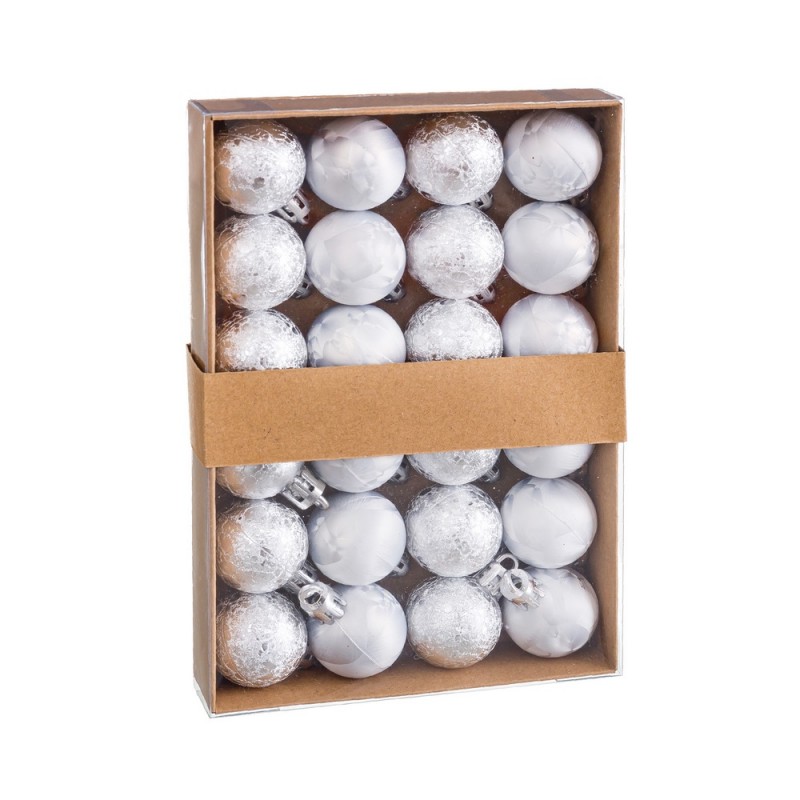 S 24 palline d'acqua plastica argento 3 x 3 x 3 cm