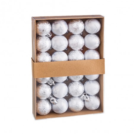 S 24 palline d'acqua plastica argento 3 x 3 x 3 cm