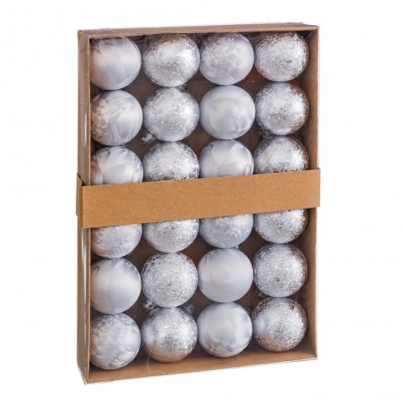 S 24 palline d'acqua plastica argento 4 x 4 x 4 cm