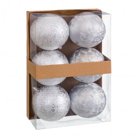 S 6 palle acqua plastica argento 8 x 8 x 8 cm