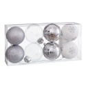 S 8 palle decorate in schiuma argento 8 x 8 x 8 cm