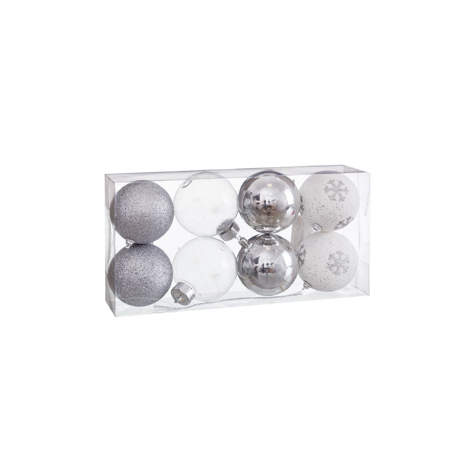 S 8 palle decorate in schiuma argento 8 x 8 x 8 cm