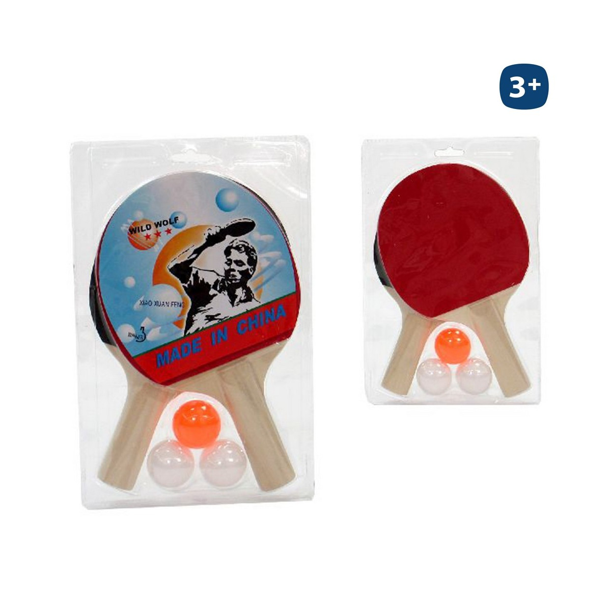 Set 2 racchette + 3 palline. ping pong