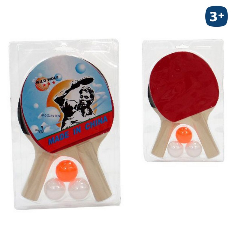 Set 2 racchette + 3 palline. ping pong