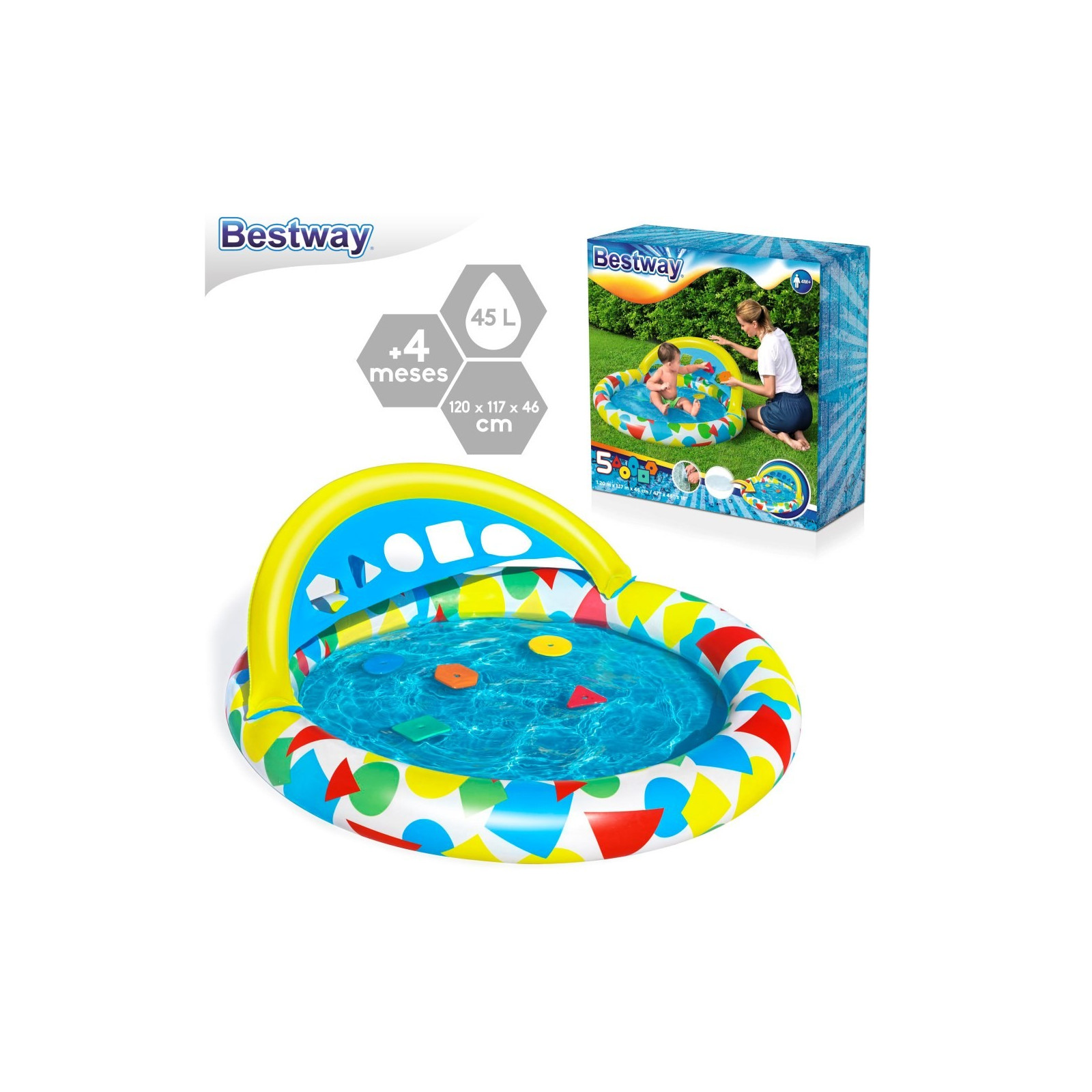 Piscina splash and learn gonfiabile 120 x 117 x 36 cm