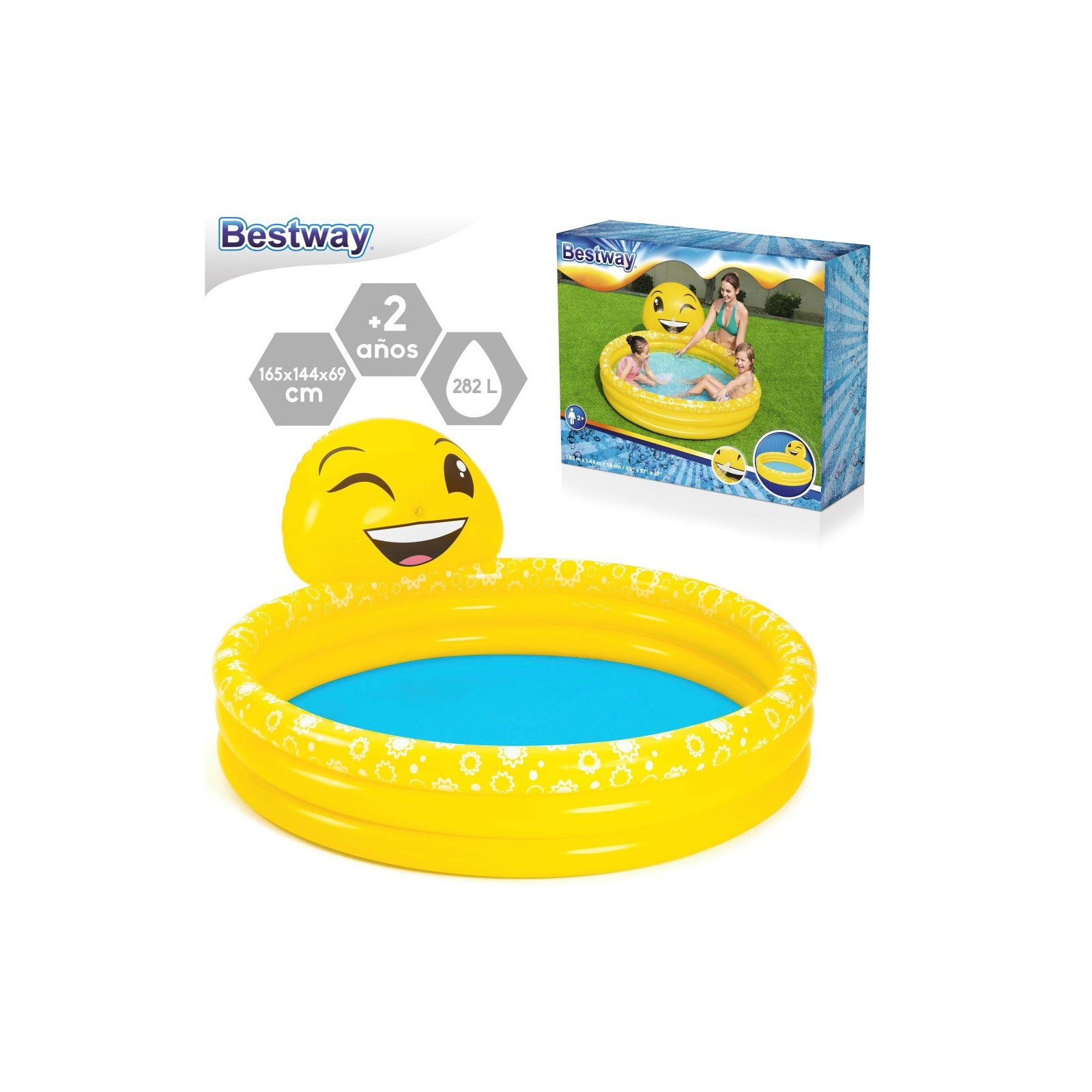 Piscina attività emoji gonfiabile 165 x 144 x 69 cm