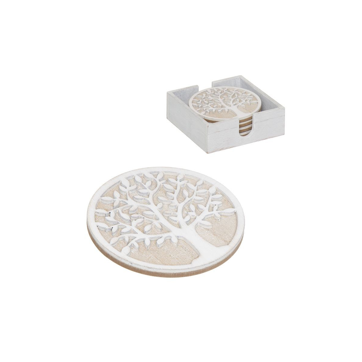 Set Di 4 Sottobicchieri In Ardesia Con Piedini In Gomma - Diametro 10 Cm