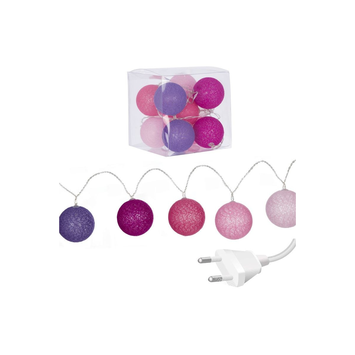 Ghirlanda 18 palline led rosa