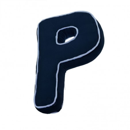 Cuscino forma lettera p blu navy