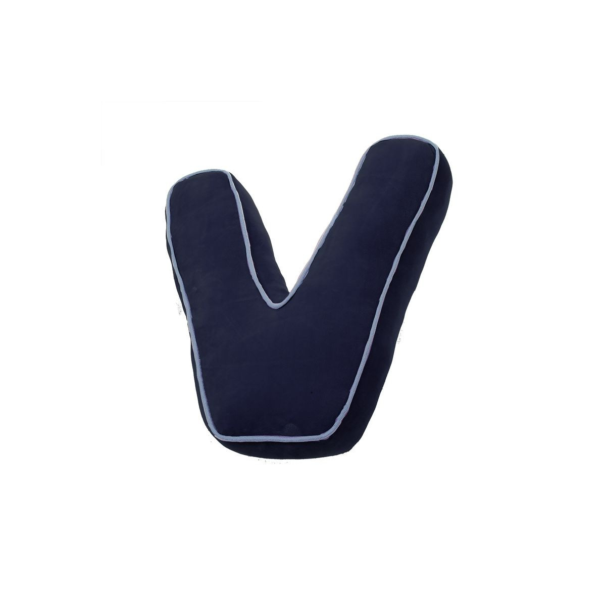 Cuscino forma lettera v blu marino