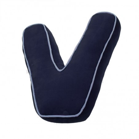 Cuscino forma lettera v blu marino
