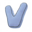 Cuscino forma lettera v blu