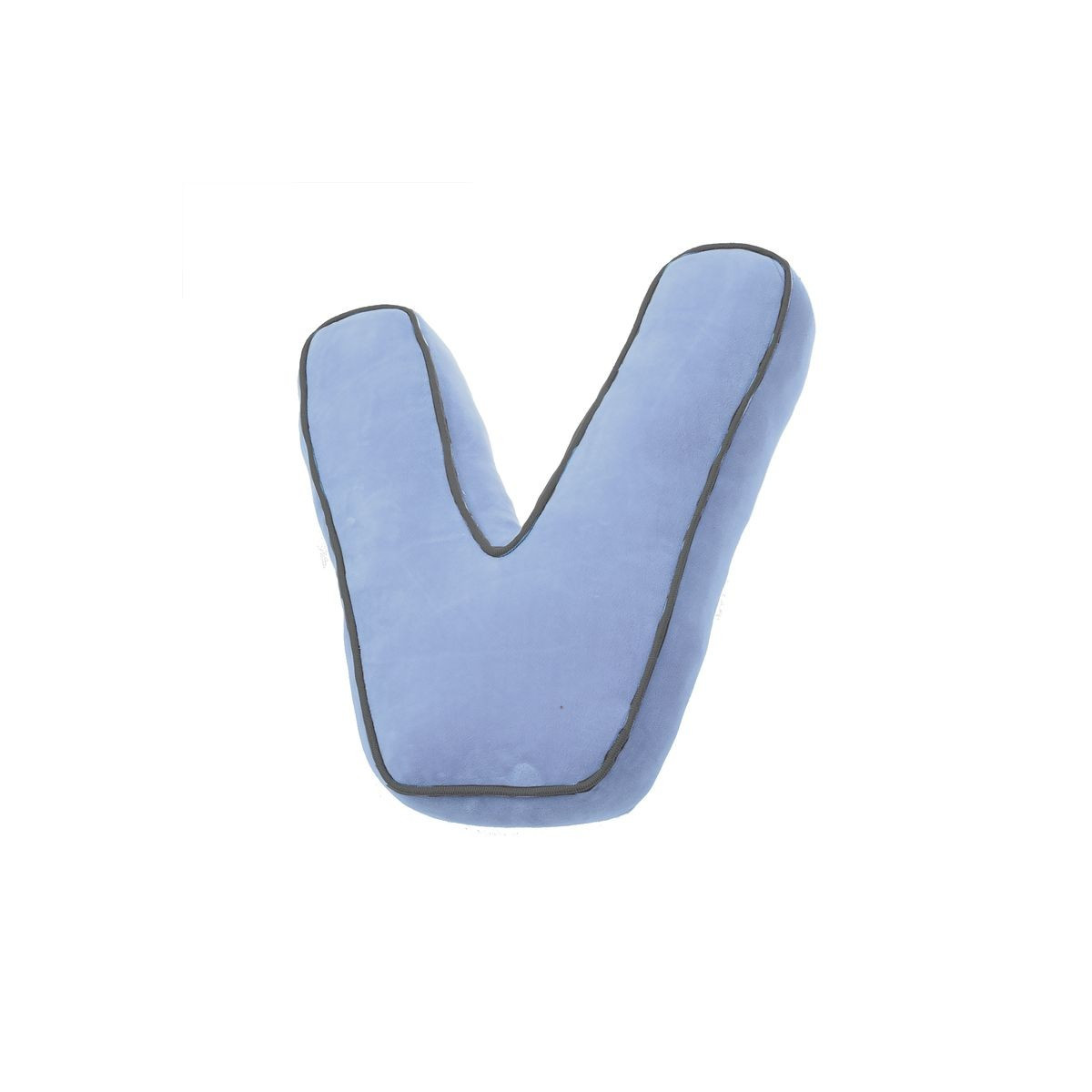 Cuscino forma lettera v blu