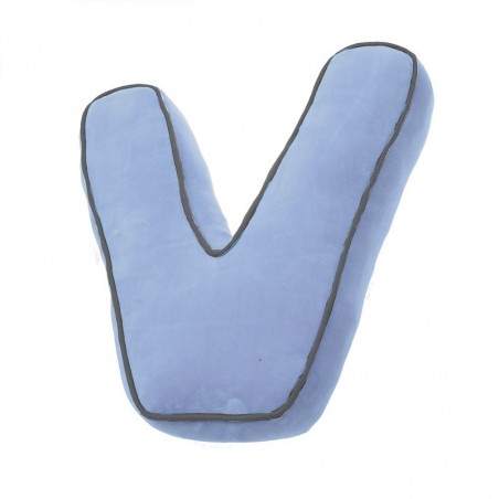 Cuscino forma lettera v blu