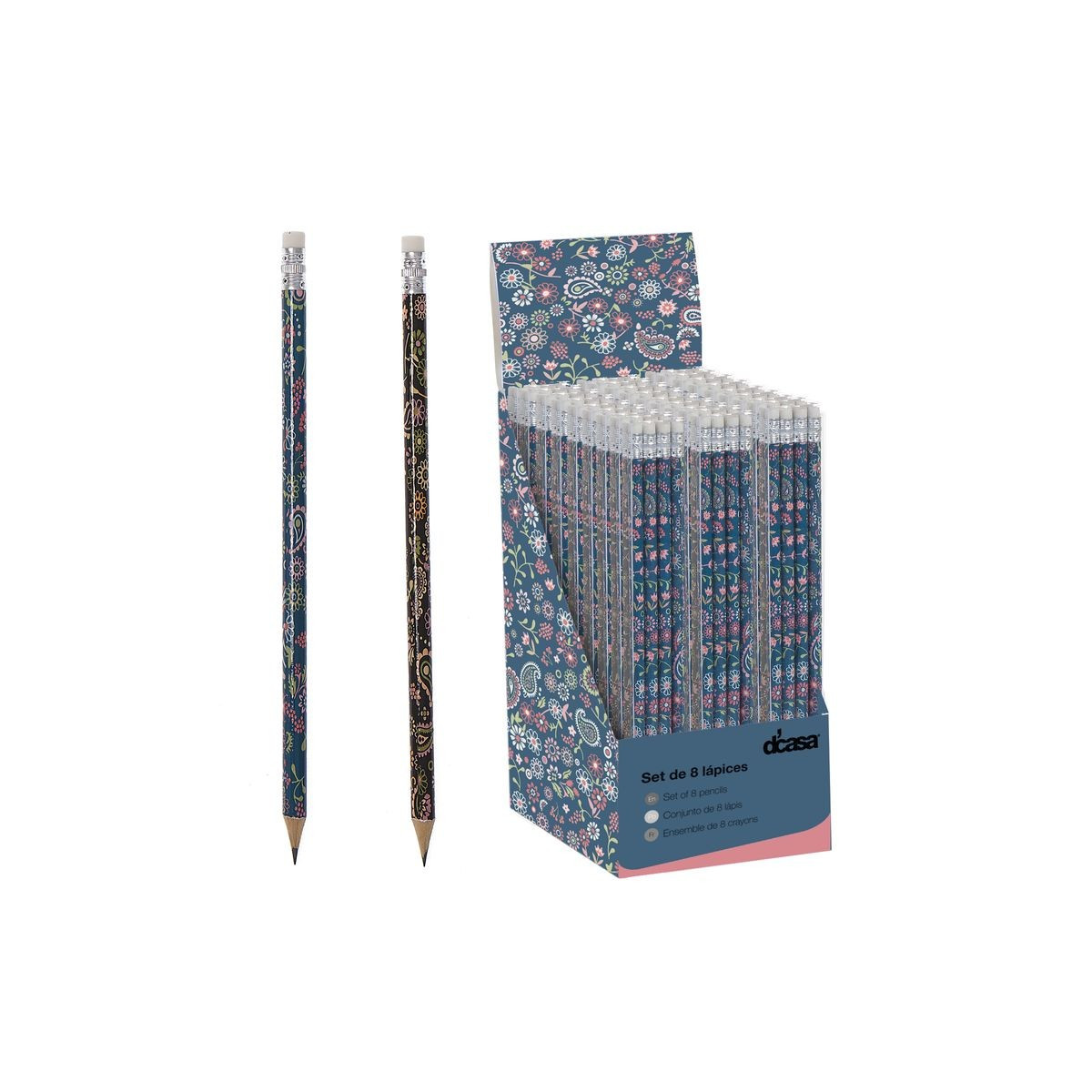 Set di 8 matite con design floreale Eleganza e stile per scrivere e disegnare