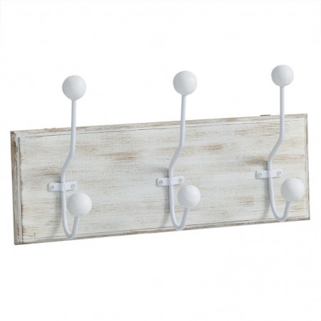 Appendiabiti in legno 3 ganci bianco