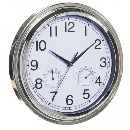 Orologio 32cm quadrante bianco cornice cromata