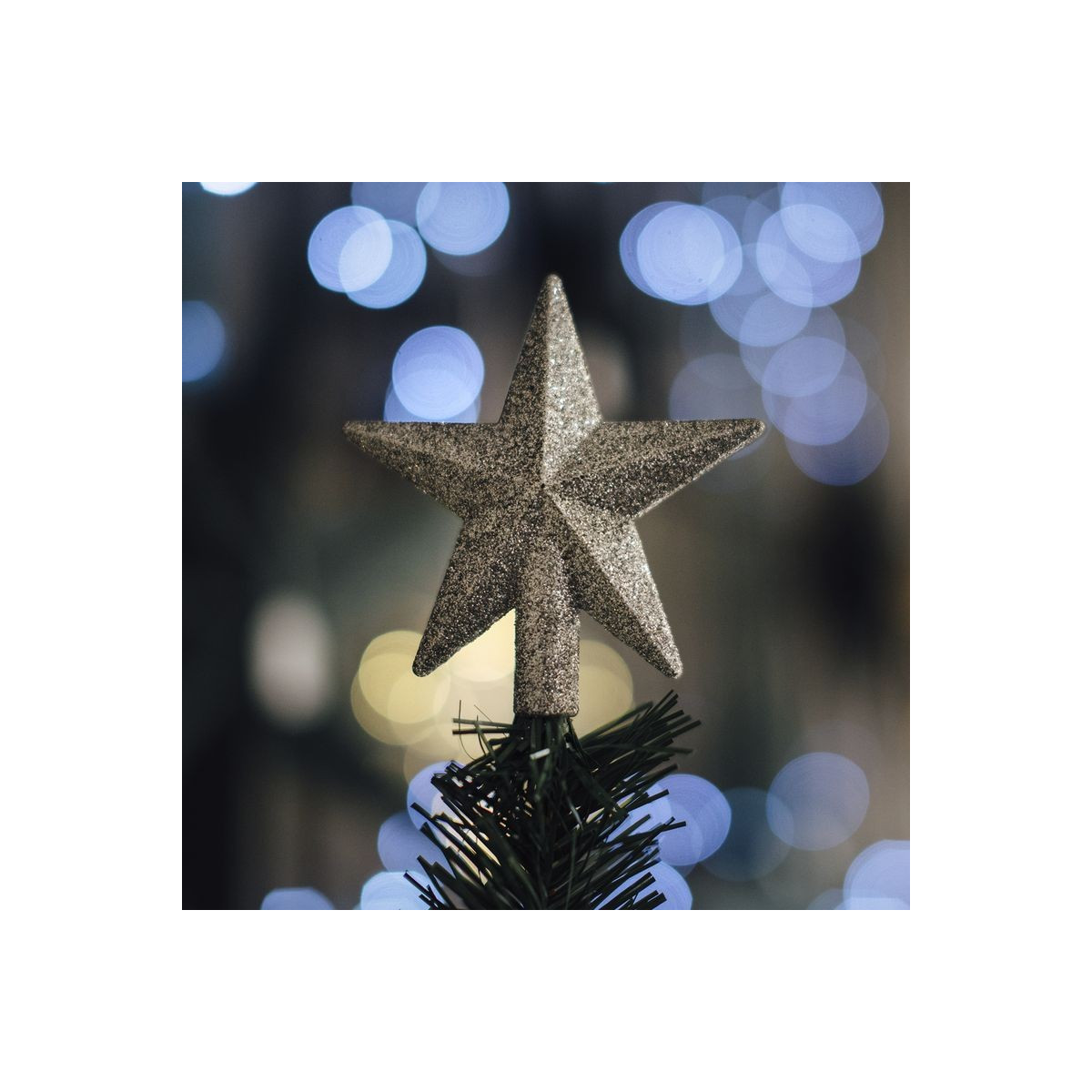 Punta di albero stella con glitter argento